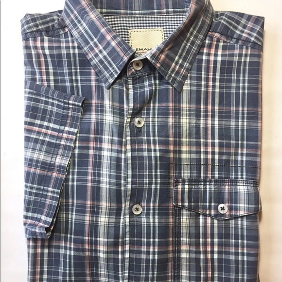 Emanuel Ungaro Men’s Short Sleeve Button Down Shirt Blue Plaid Small - Picture 4 of 9